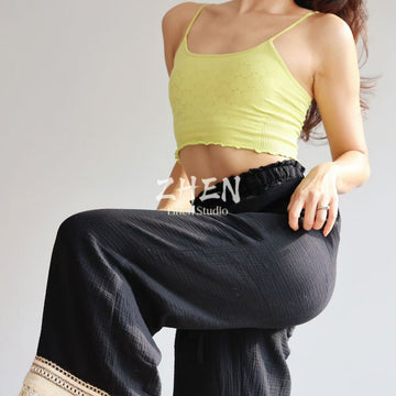 ZHEN YOGA Seamless Skin-Friendly Yoga Camisole | Openwork Crochet Back Tank Top | Shock-Absorbing Shaping Layering Piece for Vacation Outfits