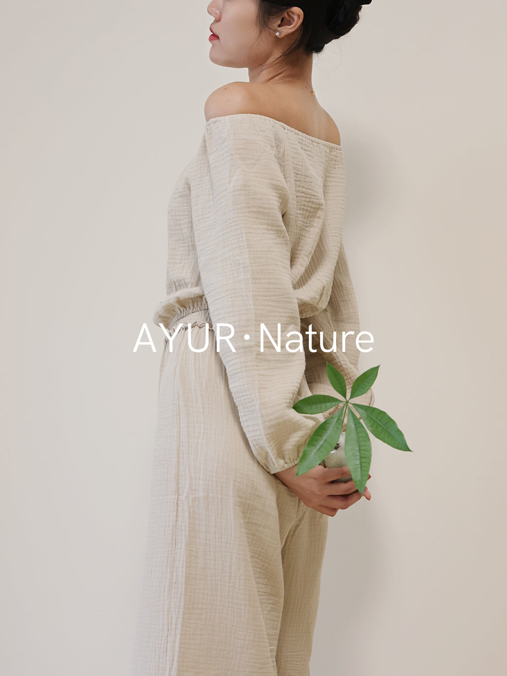 Cloud-Soft Muslin Off-Shoulder Lounge Set