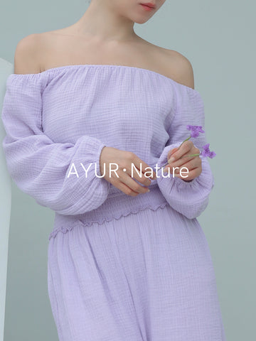 Cloud-Soft Muslin Off-Shoulder Lounge Set